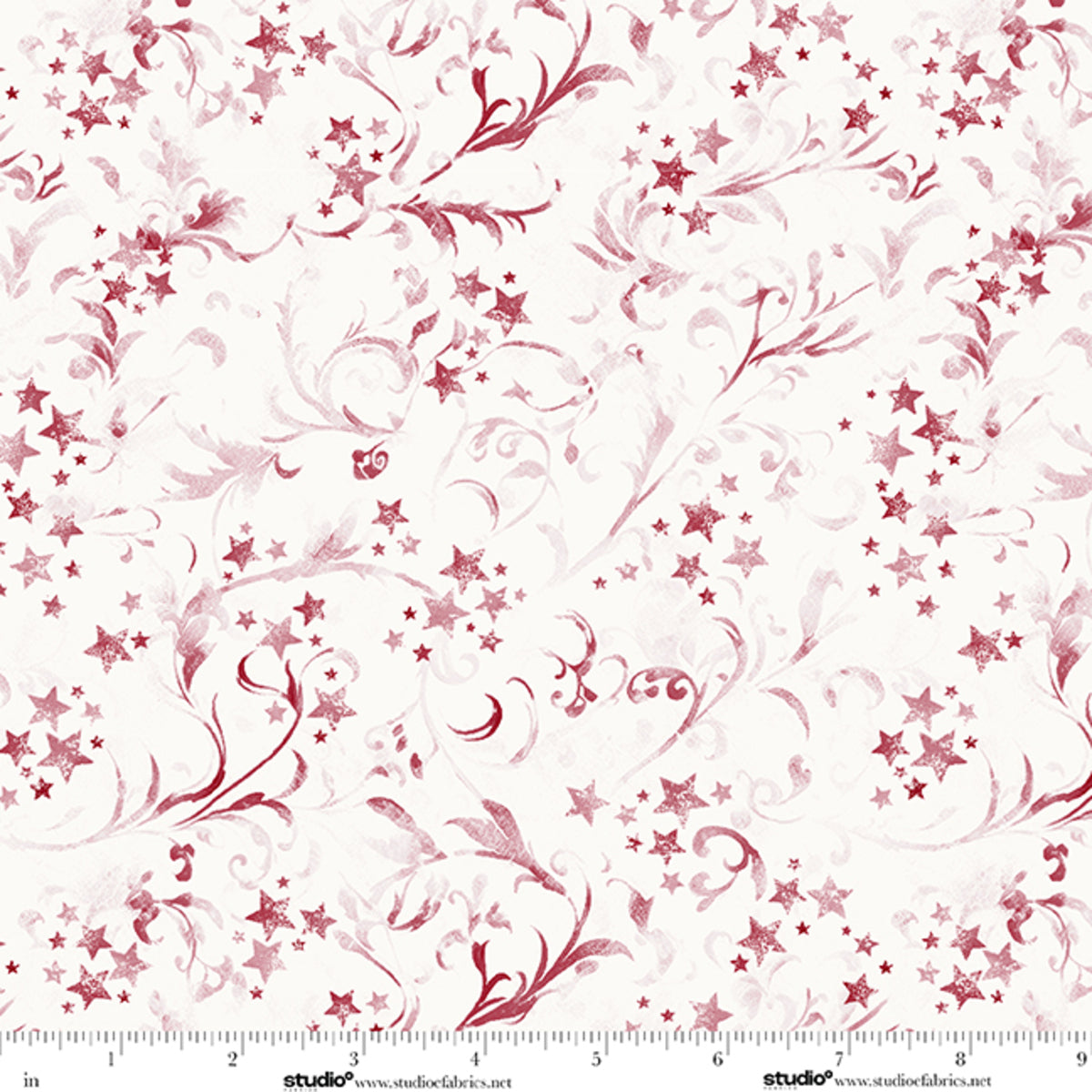 STARS & Stripes - Wispy Scroll & Stars in Red - by Funny Girl with Studio E Fabrics