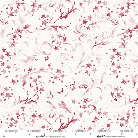 STARS & Stripes - Wispy Scroll & Stars in Red - by Funny Girl with Studio E Fabrics