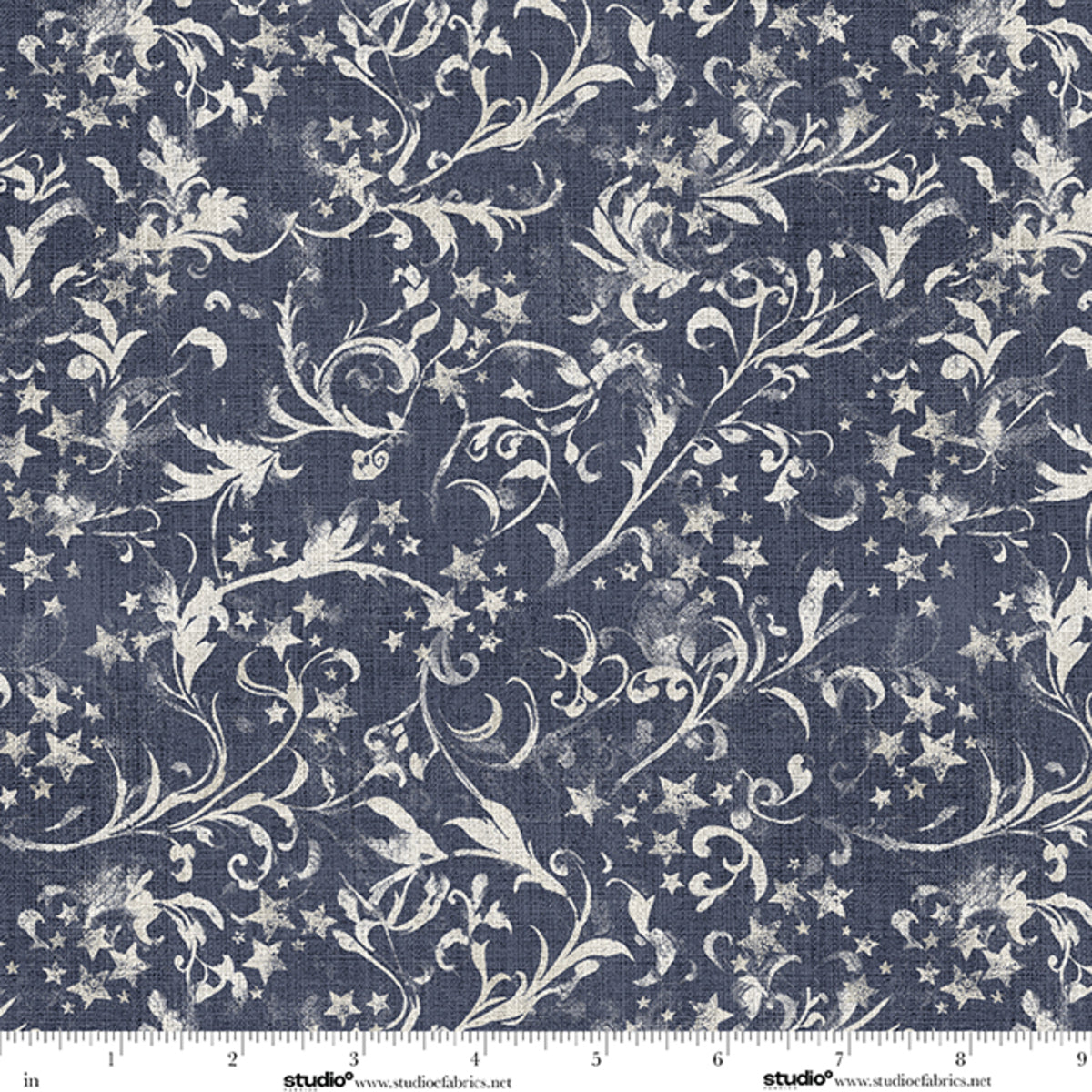 STARS & Stripes - Wispy Scroll & Stars in Midnight - by Funny Girl with Studio E Fabrics