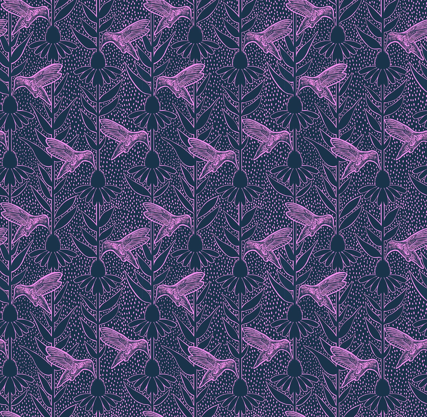 Indelible Ink - Humming in Navy - by Anna Maria Textiles