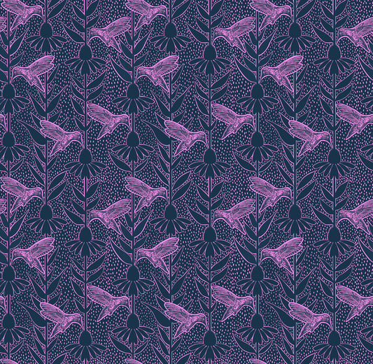Indelible Ink - Humming in Navy - by Anna Maria Textiles