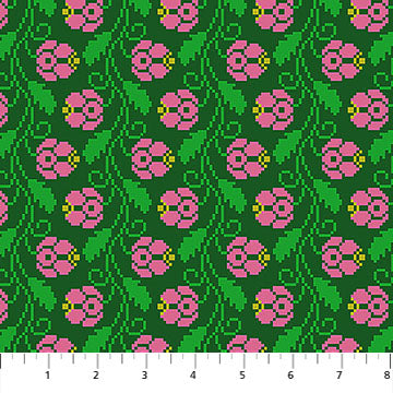 Heiress - Curled Vine in Darling - by Anna Maria Textiles with Northcott Fabrics