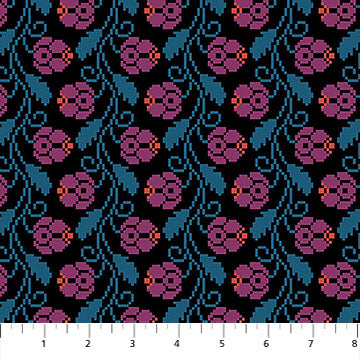 Heiress - Curled Vine in Mystery - by Anna Maria Textiles with Northcott Fabrics