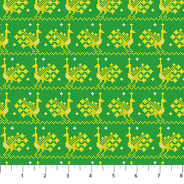 Heiress - Peacock in Grass - by Anna Maria Textiles with Northcott Fabrics