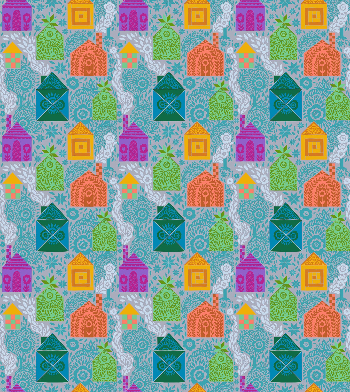 Allegory - Storybook in Pigeon - by Anna Maria Textiles with Northcott Fabrics