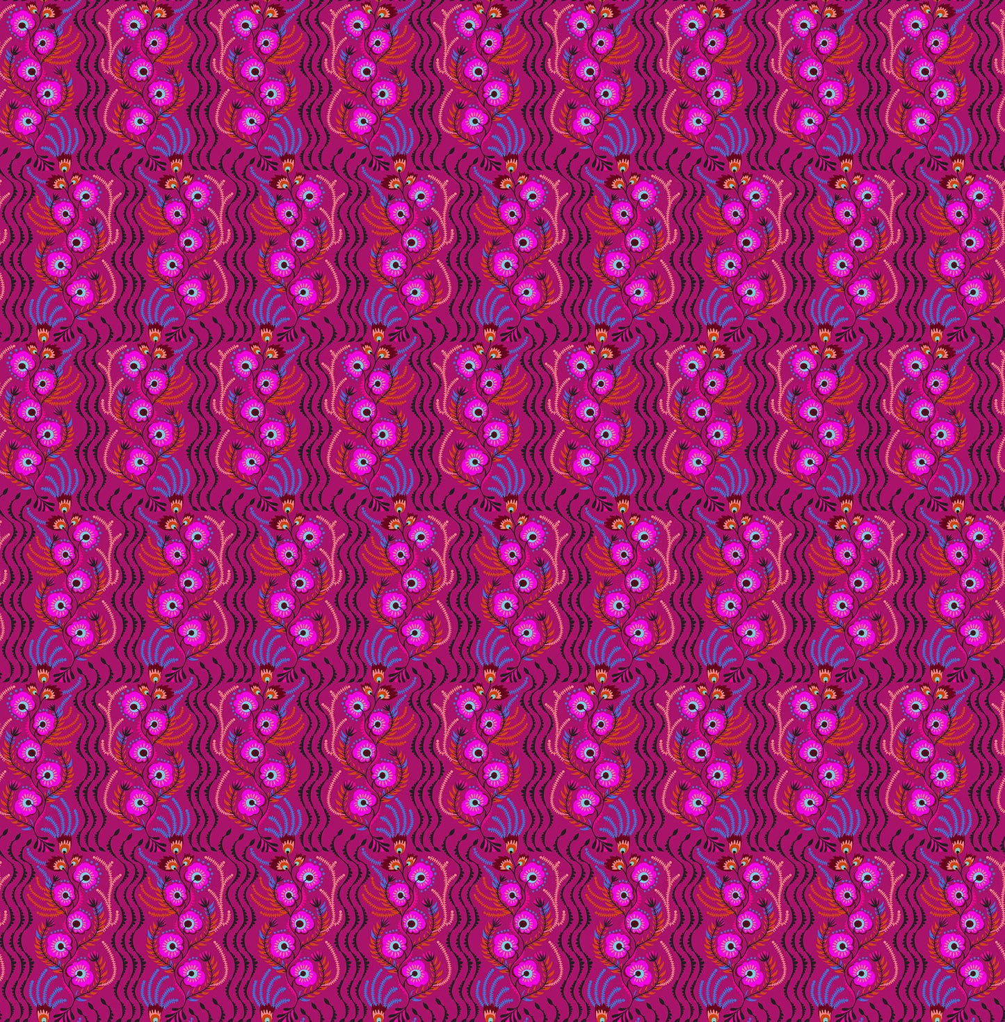 Allegory - Tambourine in Magenta - by Anna Maria Textiles with Northcott Fabrics