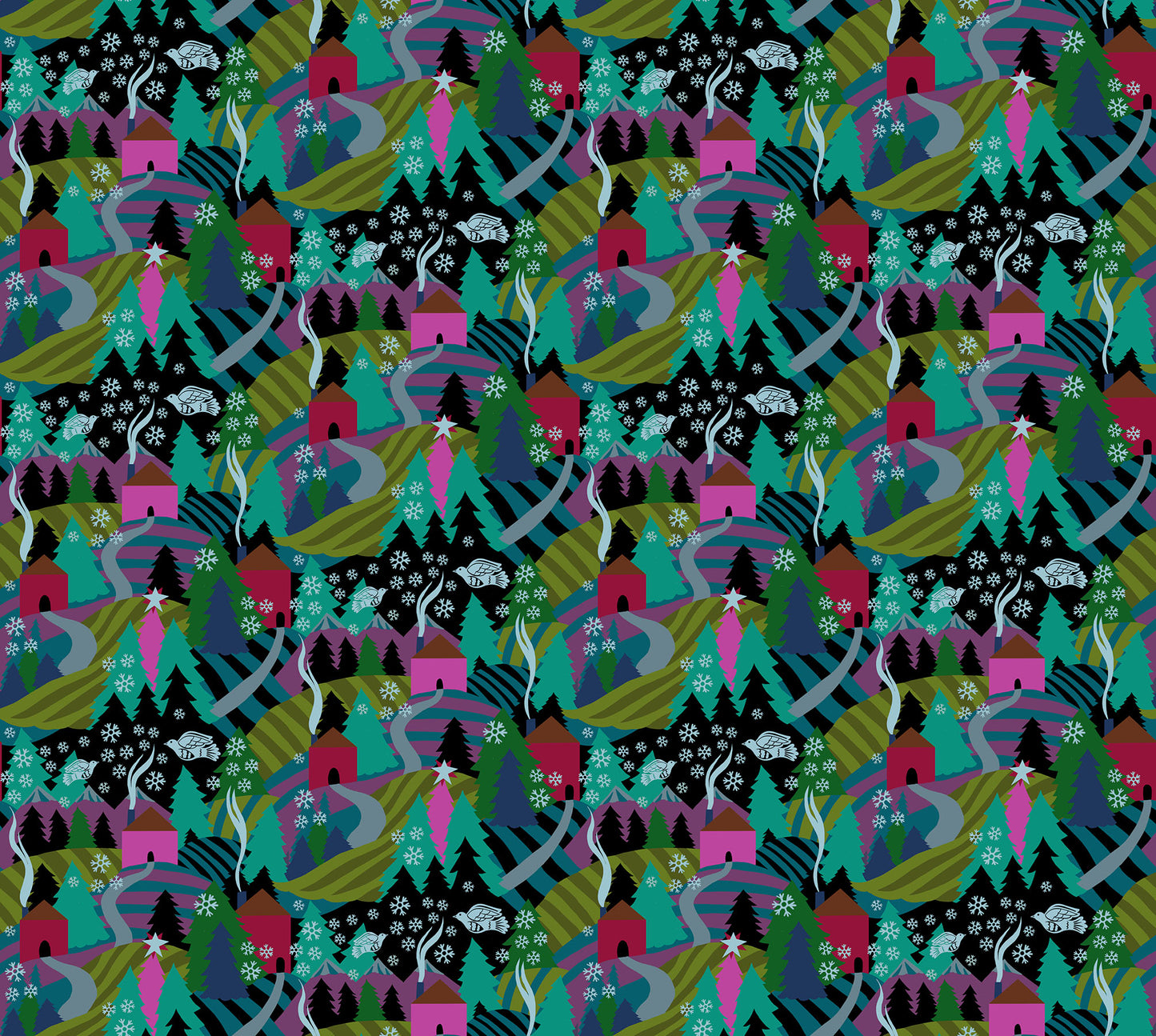 Cozy Christmas - Flurry in Midnight - by Anna Maria Textiles with Northcott Fabrics