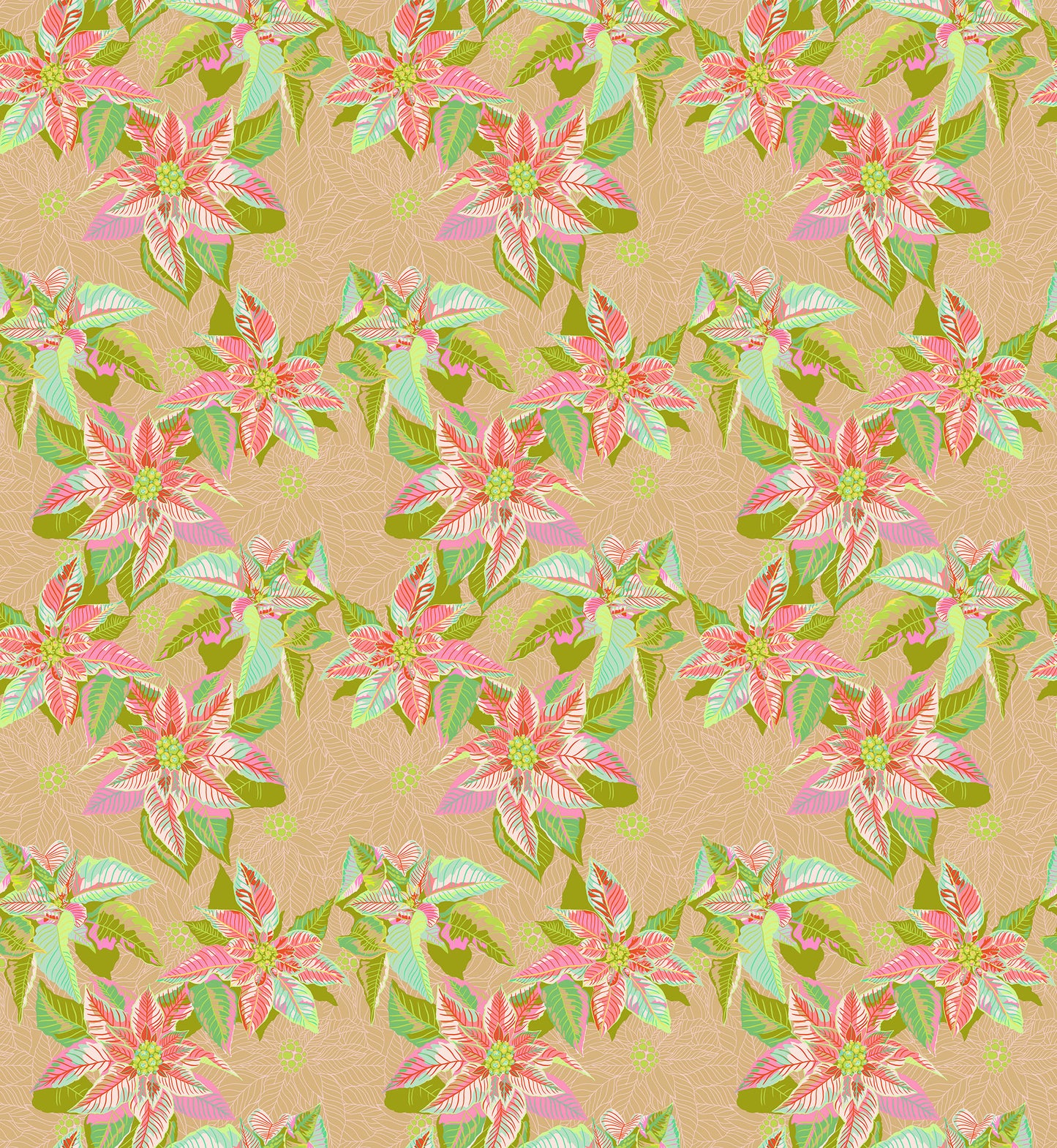 Cozy Christmas - Poinsettia in Fresh - by Anna Maria Textiles with Northcott Fabrics