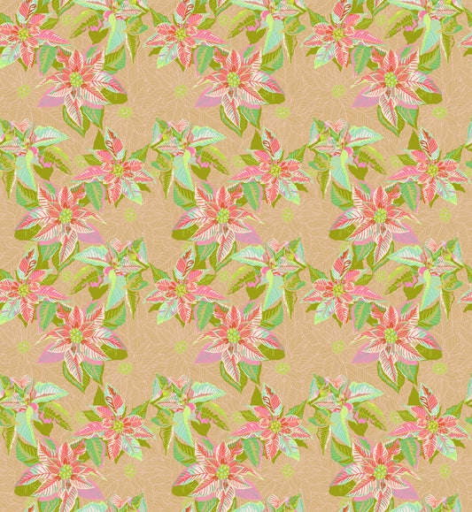 Cozy Christmas - Poinsettia in Fresh - by Anna Maria Textiles with Northcott Fabrics