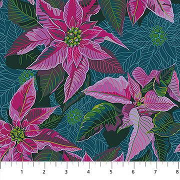 Cozy Christmas - Poinsettia in Flourish - by Anna Maria Textiles with Northcott Fabrics
