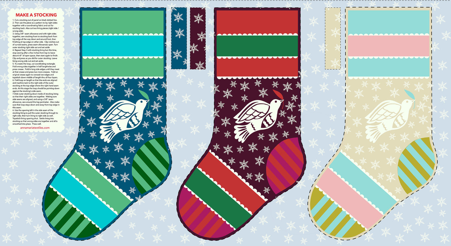 Cozy Christmas - Stocking Panel - by Anna Maria Textiles with Northcott Fabrics