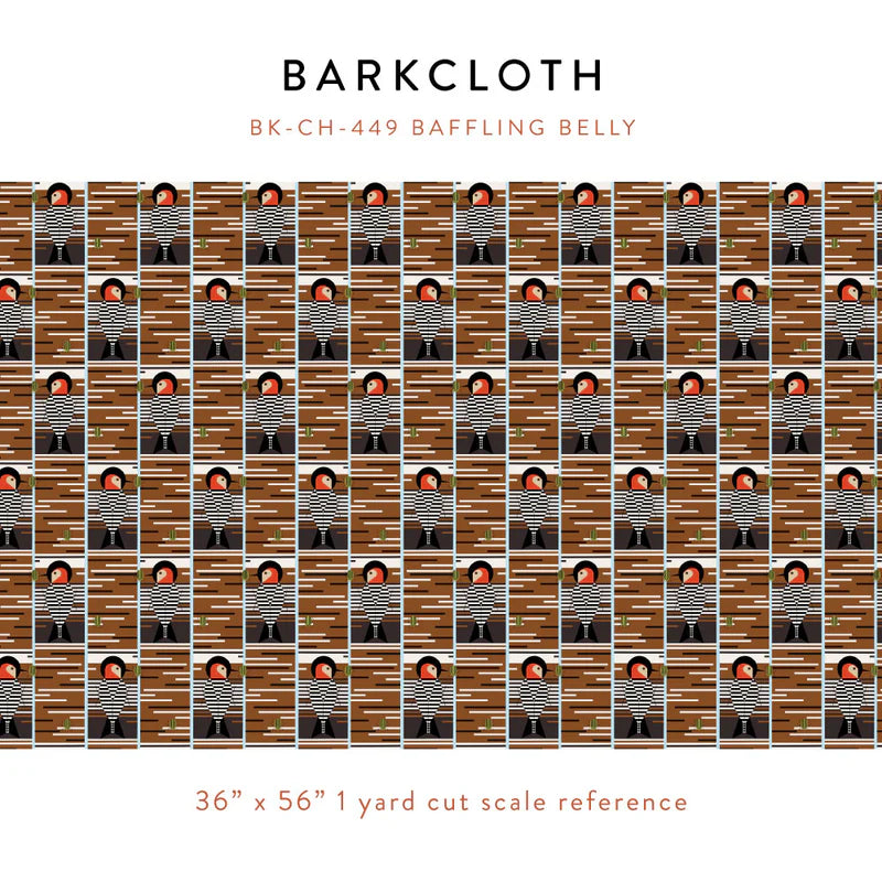 Iconic Vol.2 Barkcloth - Baffling Belly - by Charley Harper with Birch Organic Fabrics