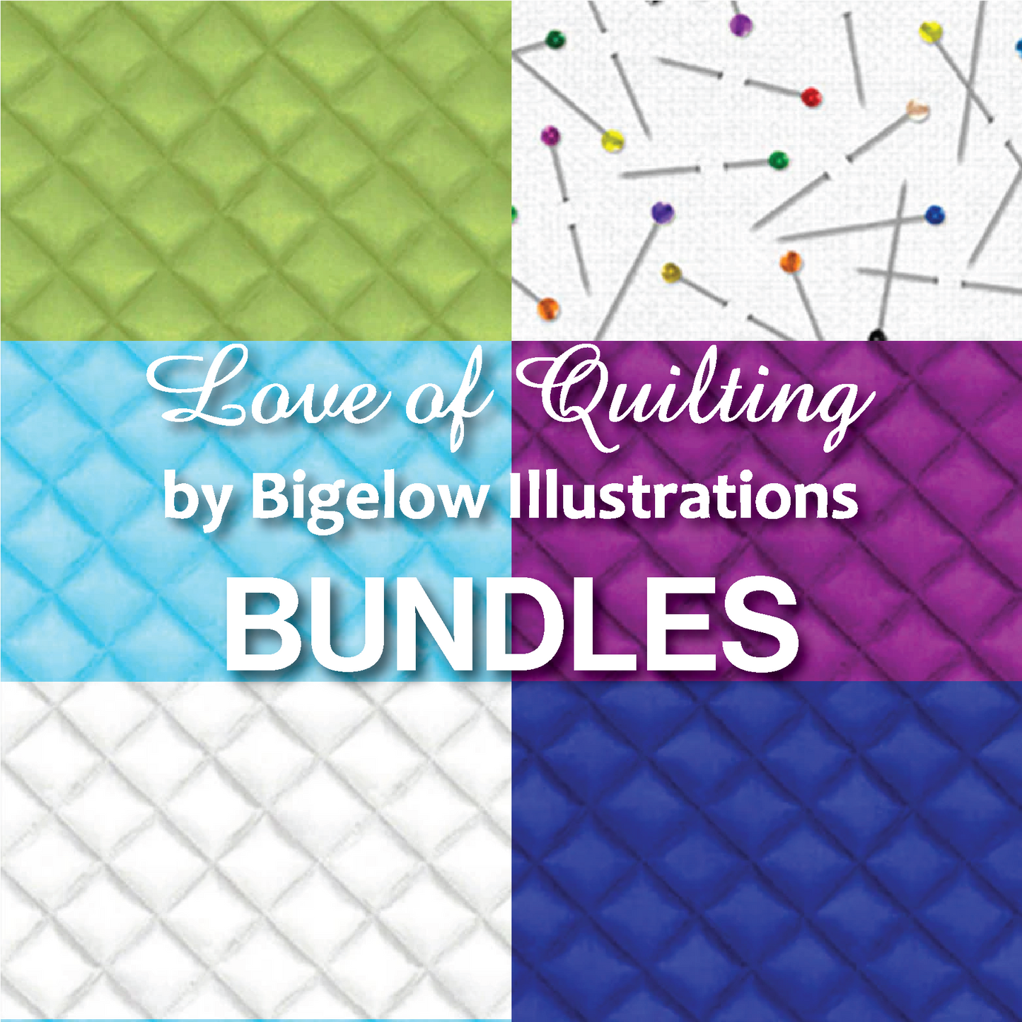 Love of Quilting - Fat Quarter, Half Yard & Full Yard Bundles - by Bigelow Illustrations with P&B Textiles