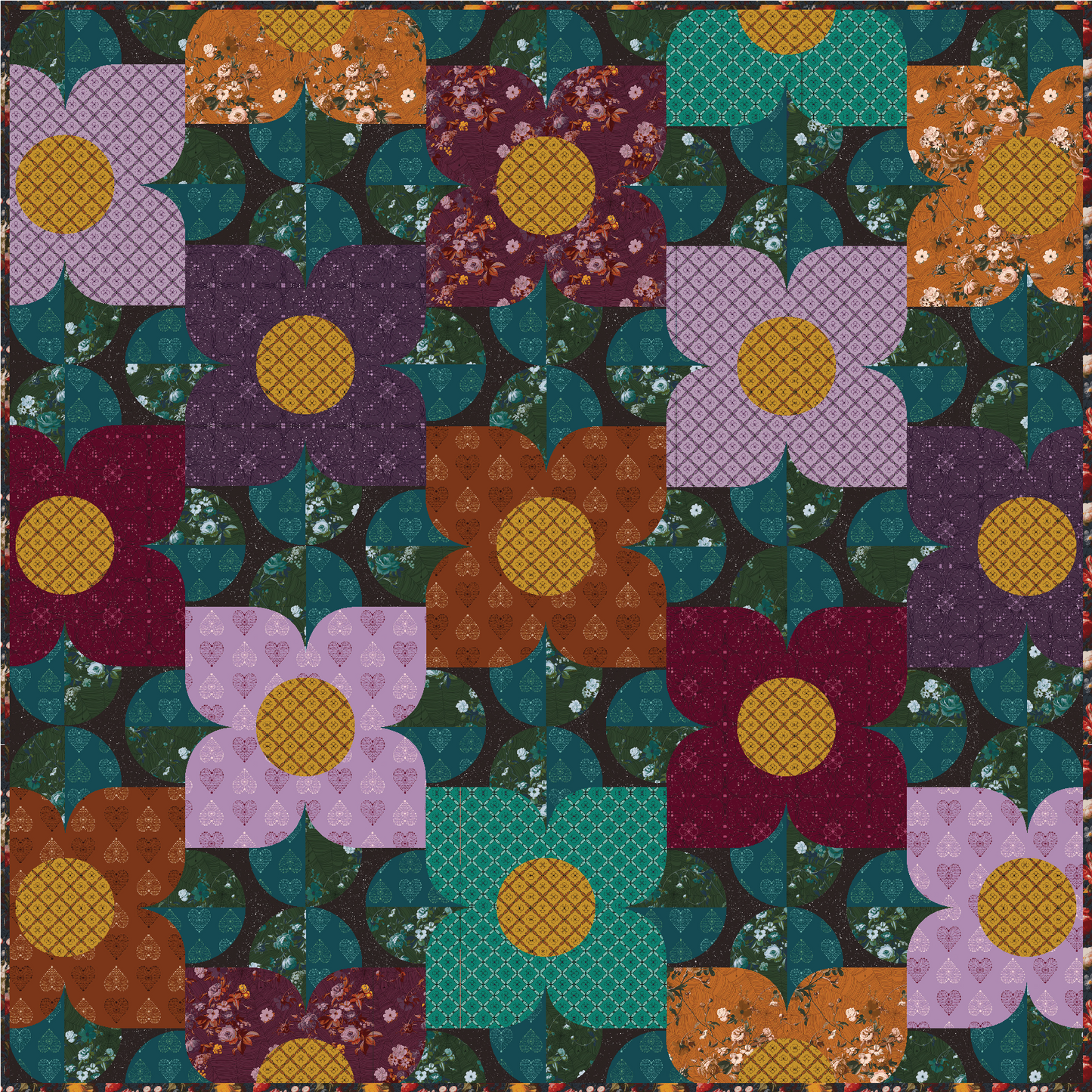 Blooms 72″ × 72″ Quilt Kit – Enrapture Collection by Giucy Giuce