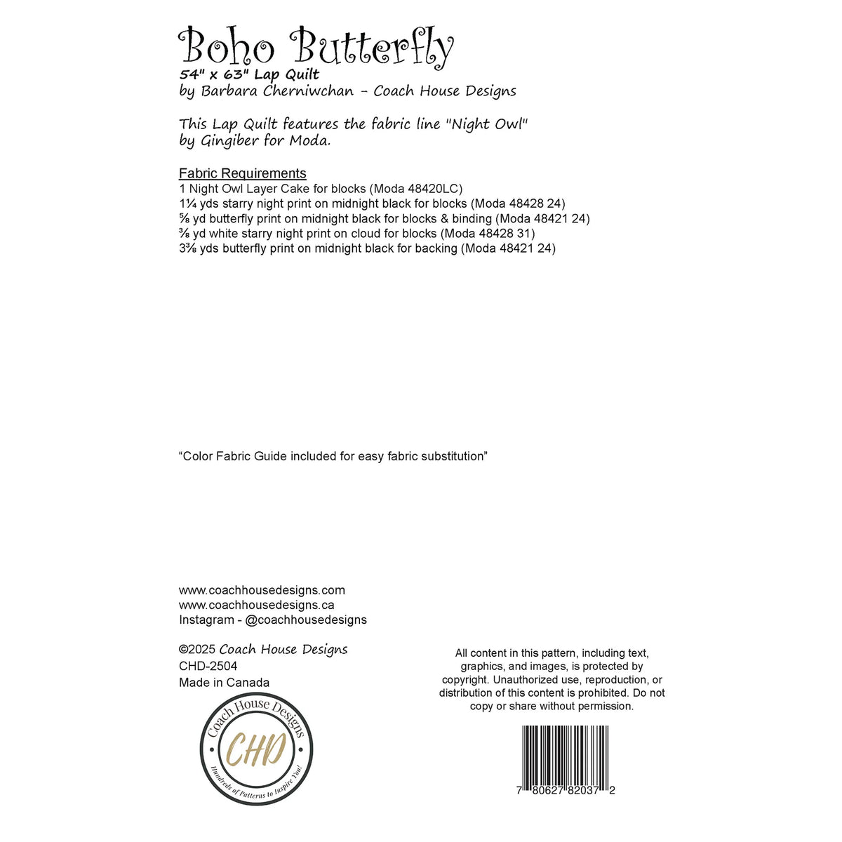 Boho Butterfly Quilt Pattern – by Coach House Designs