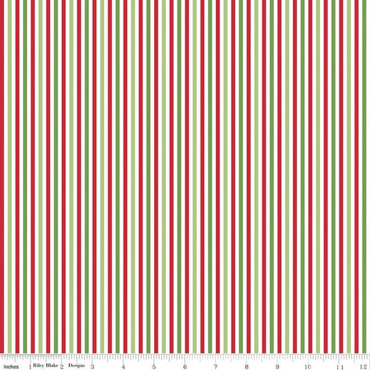 Stripes Fabric - 1/8" Stripe Christmas - by Riley Blake Designs