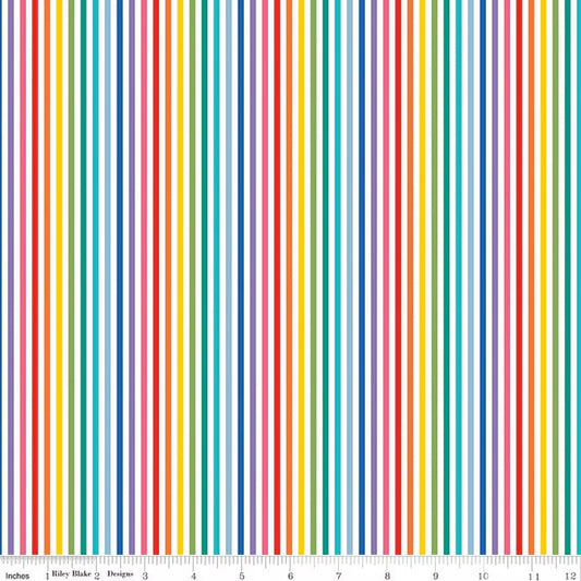 Stripes Fabric - 1/8" Stripe Rainbow by Riley Blake Designs