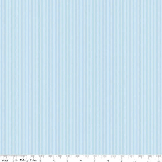 Stripes Fabric - 1/8" Tonal Stripe Light Blue by Riley Blake Designs