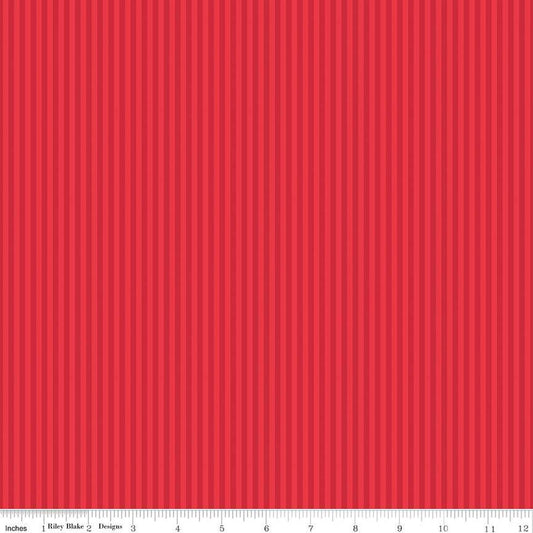 Stripes Fabric - 1/8" Tonal Stripe Red by Riley Blake Designs