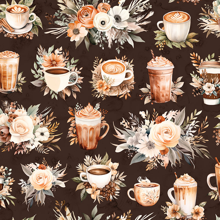 Coffee Time - Main in Brown - by RBD Designers with Riley Blake Designs