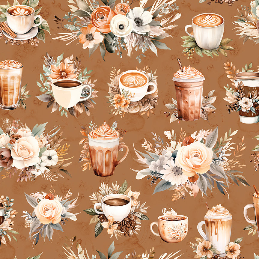 Coffee Time - Main in Cinnamon - by RBD Designers with Riley Blake Designs