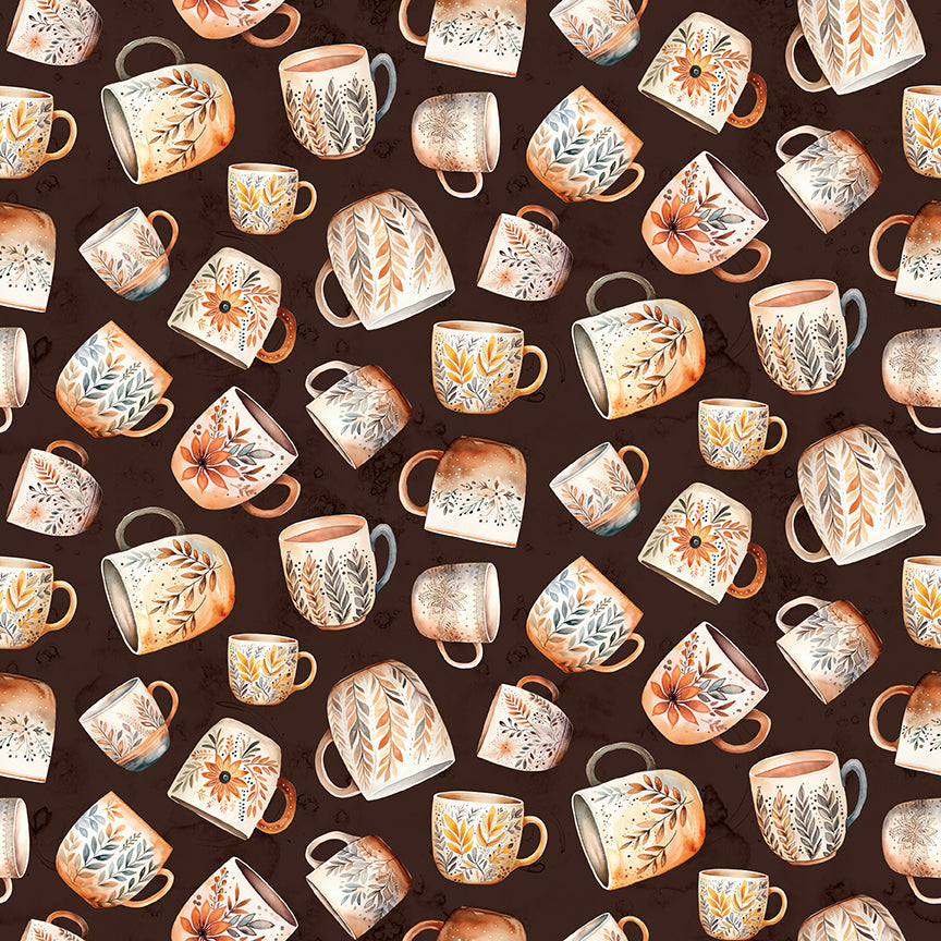 Coffee Time - Coffee Mugs in Brown - by RBD Designers with Riley Blake Designs