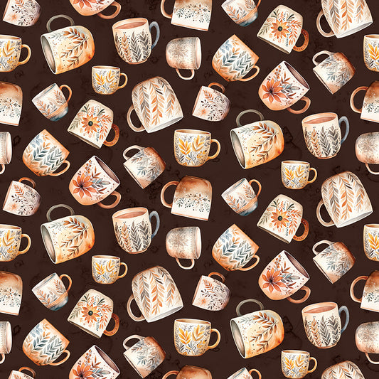 Coffee Time - Coffee Mugs in Brown - by RBD Designers with Riley Blake Designs