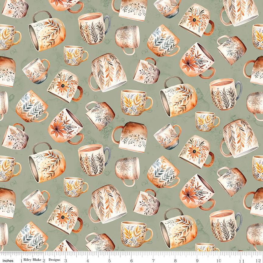 Coffee Time - Coffee Mugs in Sage - by RBD Designers with Riley Blake Designs