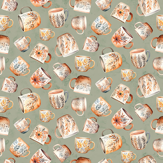 Coffee Time - Coffee Mugs in Sage - by RBD Designers with Riley Blake Designs