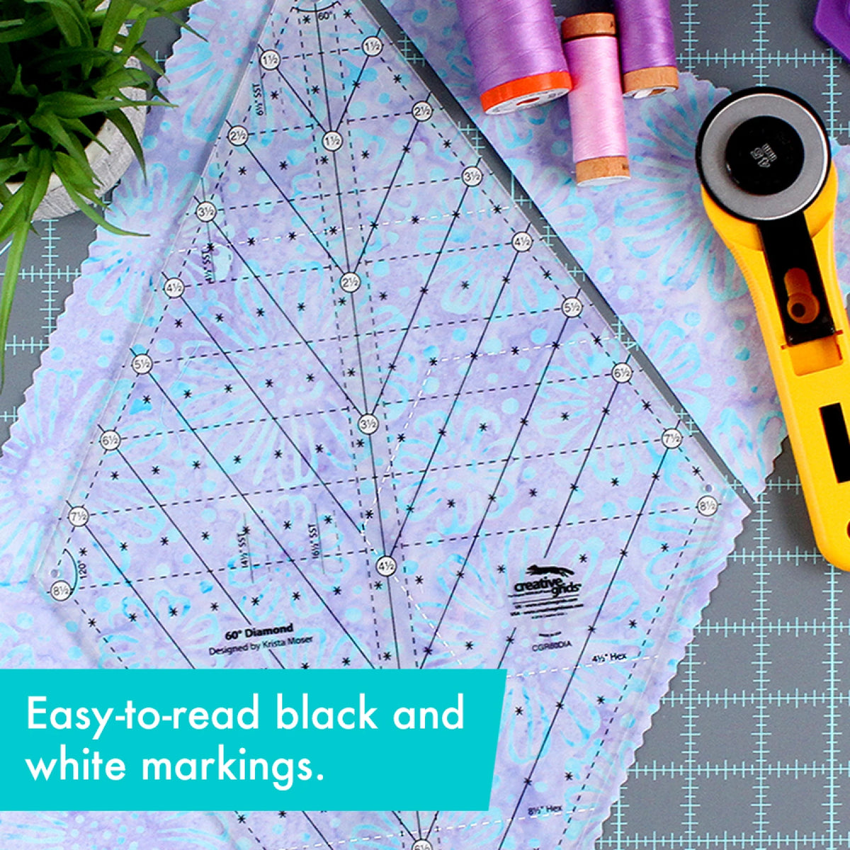 Diamond Strip Ruler Creative Grids 60° Diamond Ruler by Krista Moser | Quilt Ruler for Dia ...