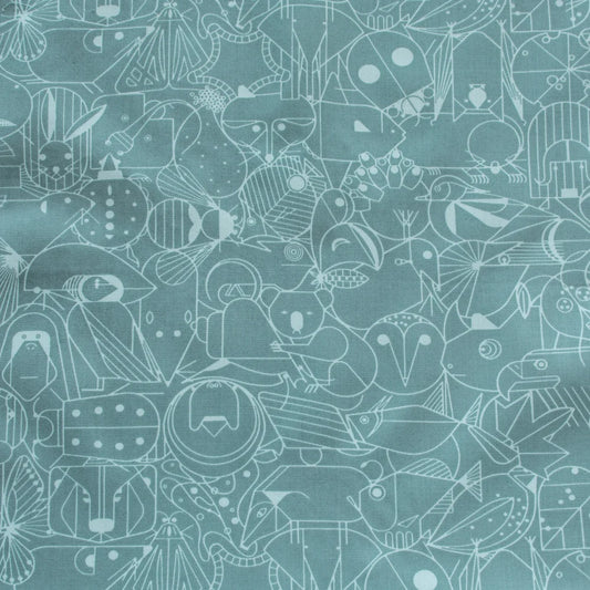 End Papers Vol. 1 - End Papers in Seafoam - by Charley Harper for Birch Fabrics