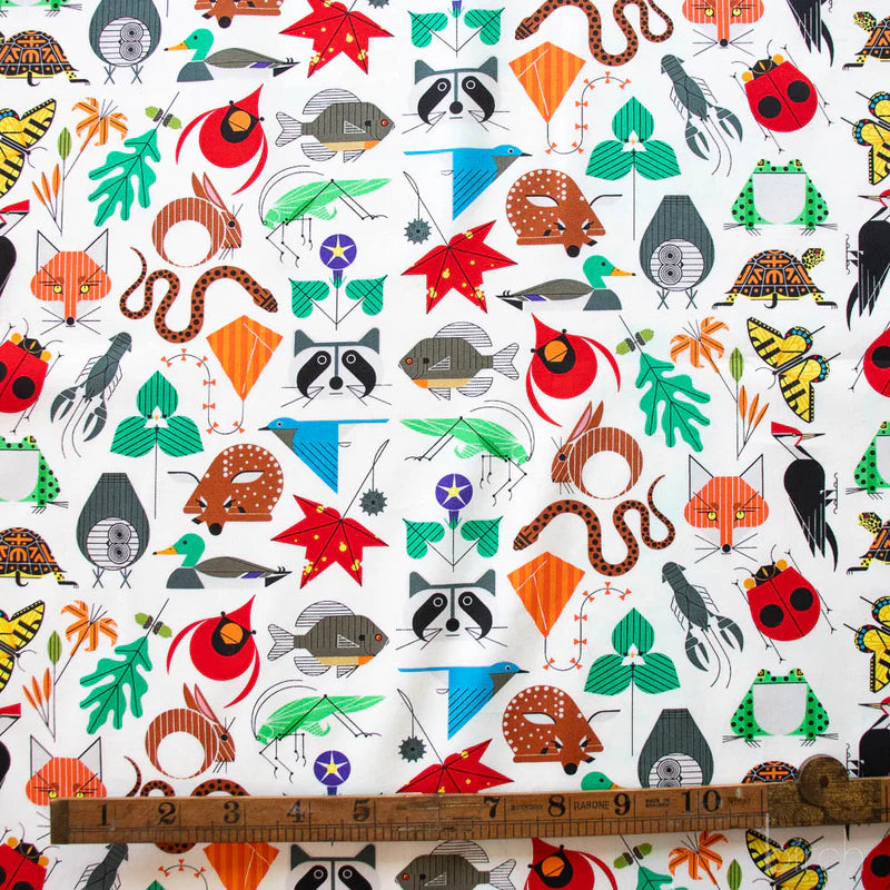 Iconic Vol.2 Poplin - Small Space For All Species - by Charley Harper with Birch Organic Fabrics