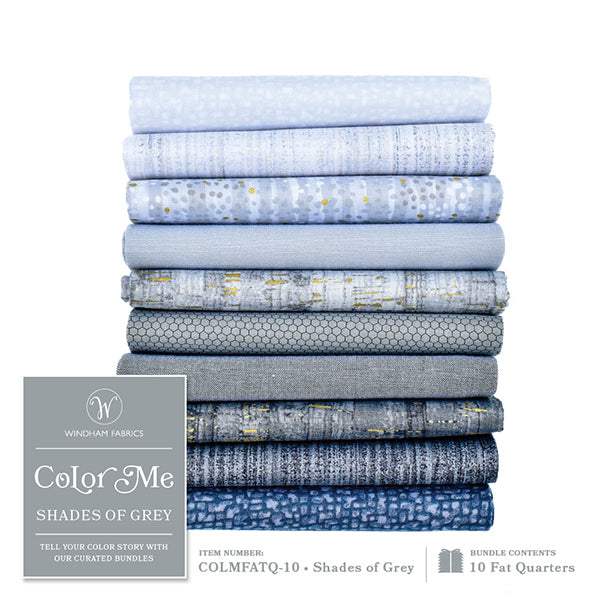 Color Me 10 Fat Quarter Bundle (Shades of Grey) Cotton from Windham Fabrics