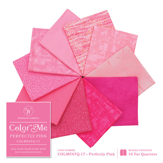 Color Me 10 Fat Quarter Bundle (Perfectly Pink) Cotton from Windham Fabrics