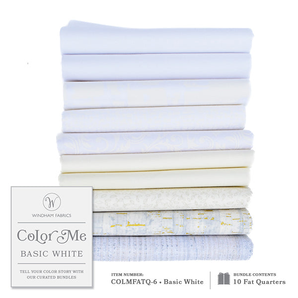Color Me - 10 Fat Quarter Bundle (Basic White) Cotton from Windham Fabrics