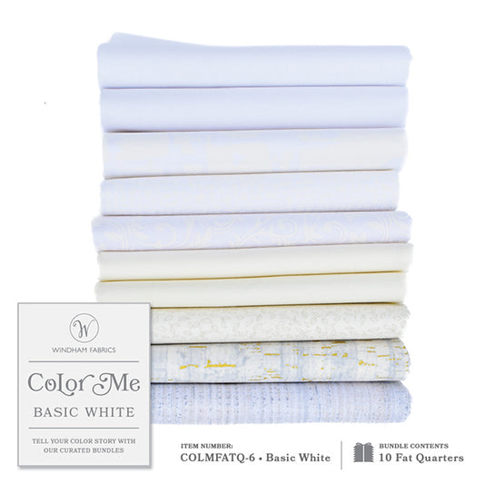 Color Me - 10 Fat Quarter Bundle (Basic White) Cotton from Windham Fabrics