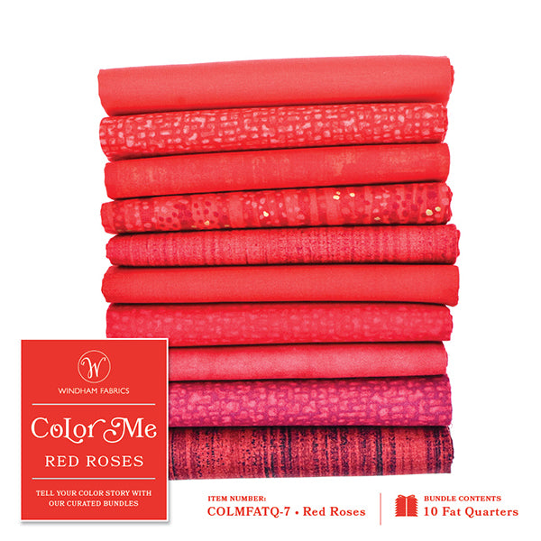Color Me - 10 Fat Quarter Bundle (Red Roses) Cotton from Windham Fabrics