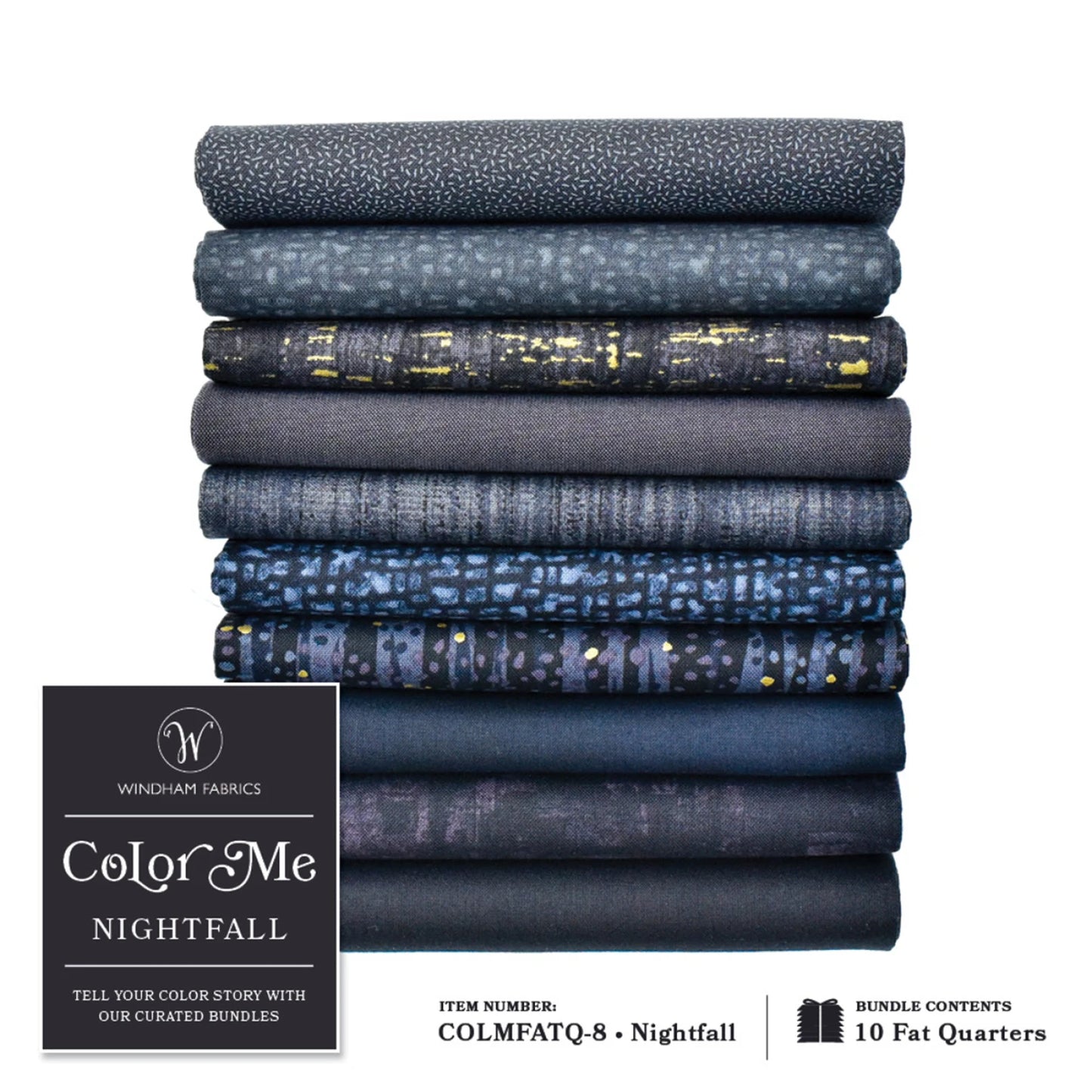 Color Me 10 Fat Quarter Bundle (Nightfall) Cotton from Windham Fabrics