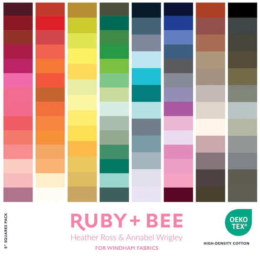 Ruby + Bee 5" x 5" Charm Pack (105 Colors) by Heather Ross and Annabel Wrigley with Windham Fabrics