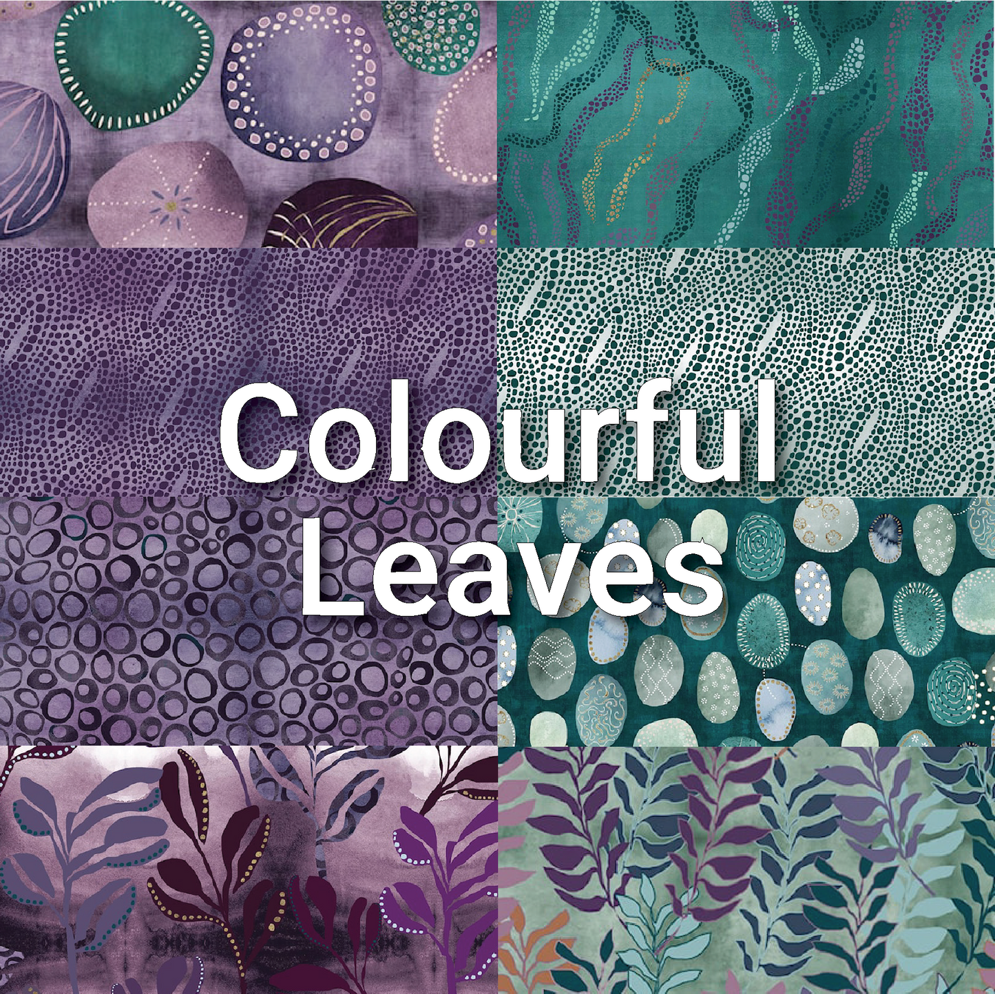 Colourful Leaves Bundle - Fat Quarter or Half Yard - by Stof Fabrics