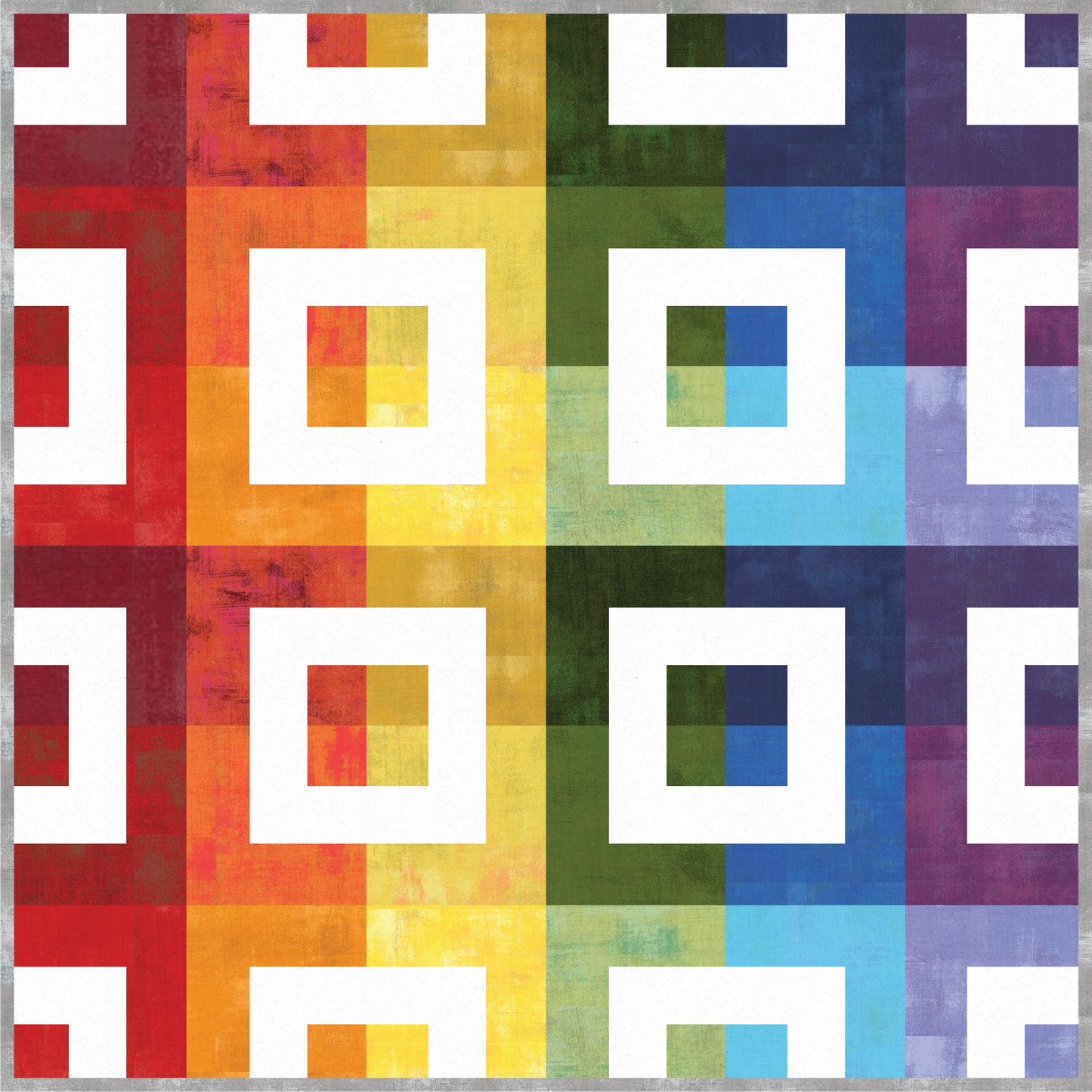 Dialogue Cabin Quilt Kit – Pride Gradient with Grunge Fabric by BasicGrey