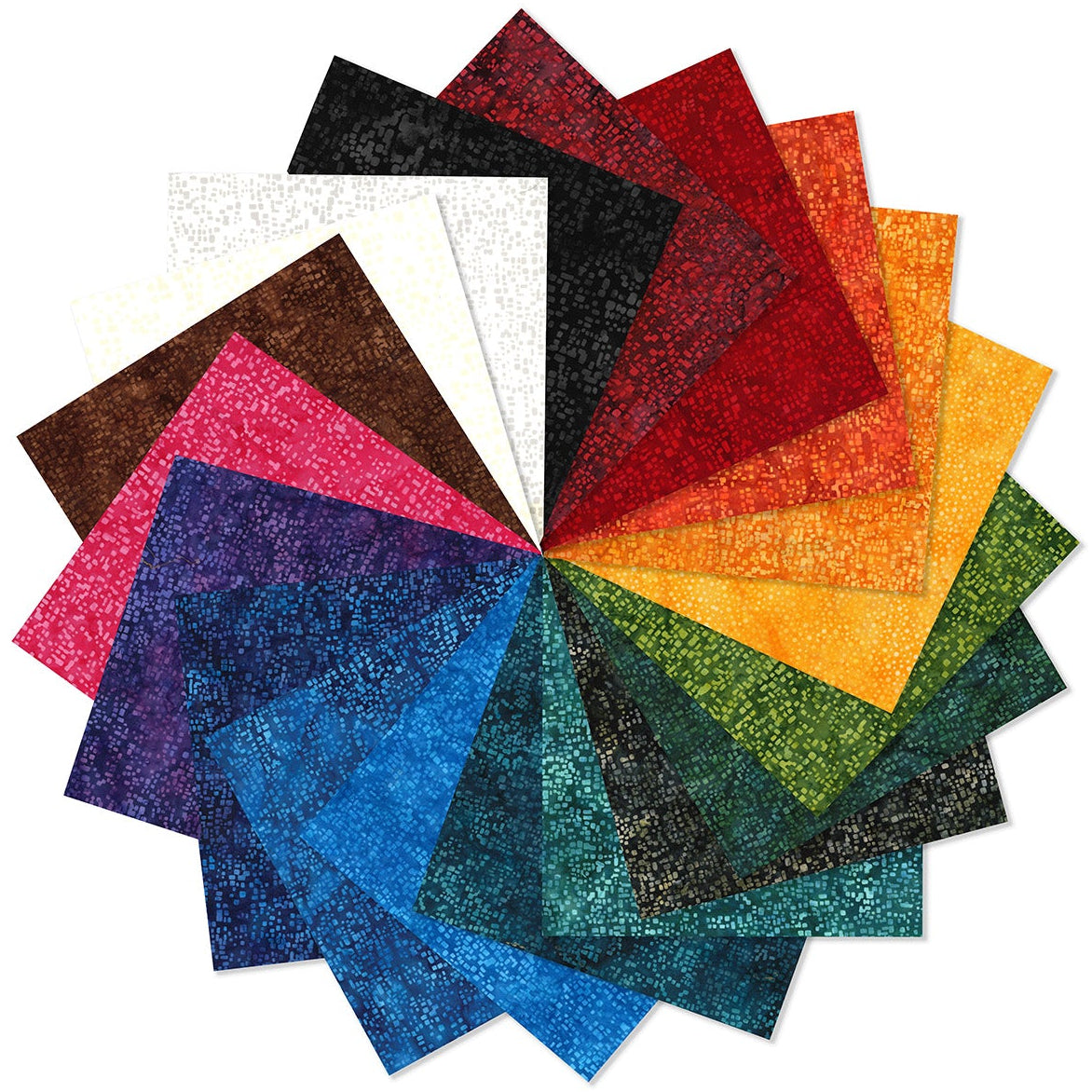 Over the Rainbow – Bali Batiks Fat Quarter Bundle (19 FQs) – Hoffman Fabrics Hand-Dyed Batik Quilt Fabric