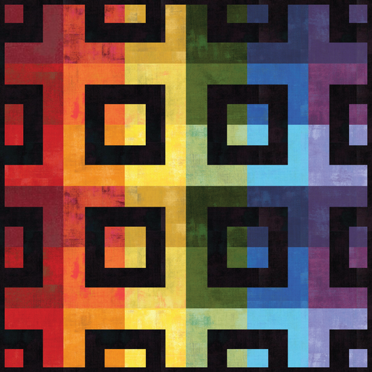 Dialogue Cabin Quilt Kit – Pride Gradient with Grunge Fabric by BasicGrey