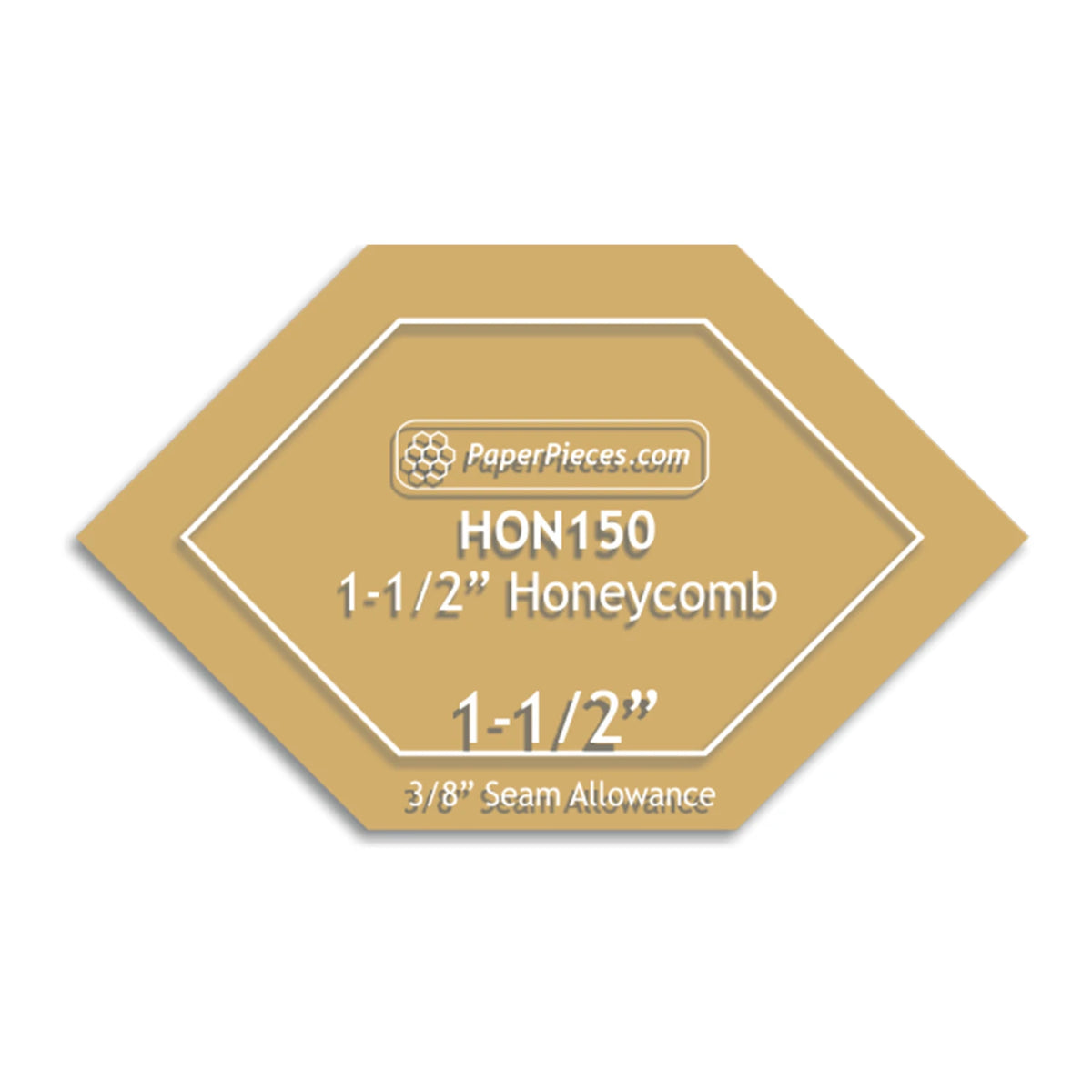 1.5" Honeycombs Acrylic Template - with 3/8" Seam Allowance