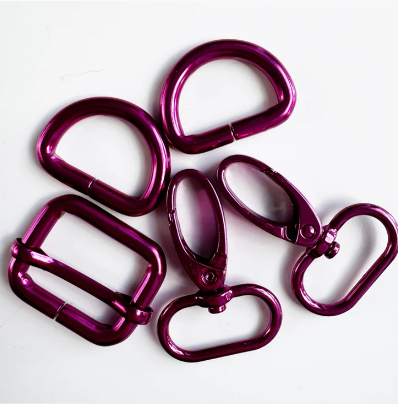 Hot Pink Bag Hardware Pack – 1" D-Rings, Swivel Hooks & Slider