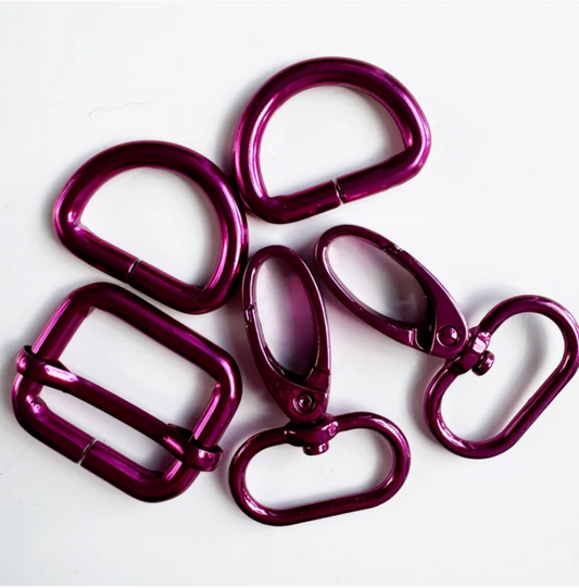 Hot Pink Bag Hardware Pack – 1" D-Rings, Swivel Hooks & Slider