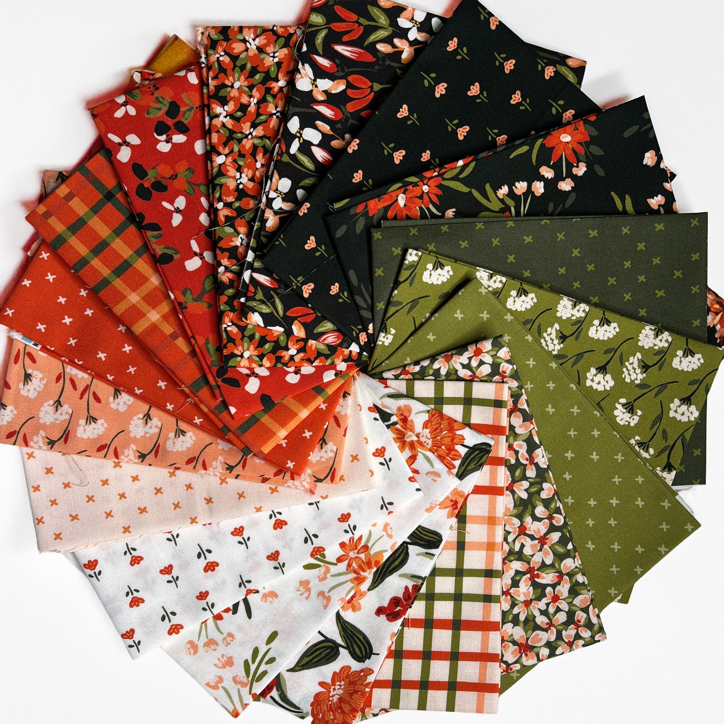 Crimson and Evergreen Fat Quarter Bundle - by Kay's Illustrations with Cloud 9 Organic Fabrics