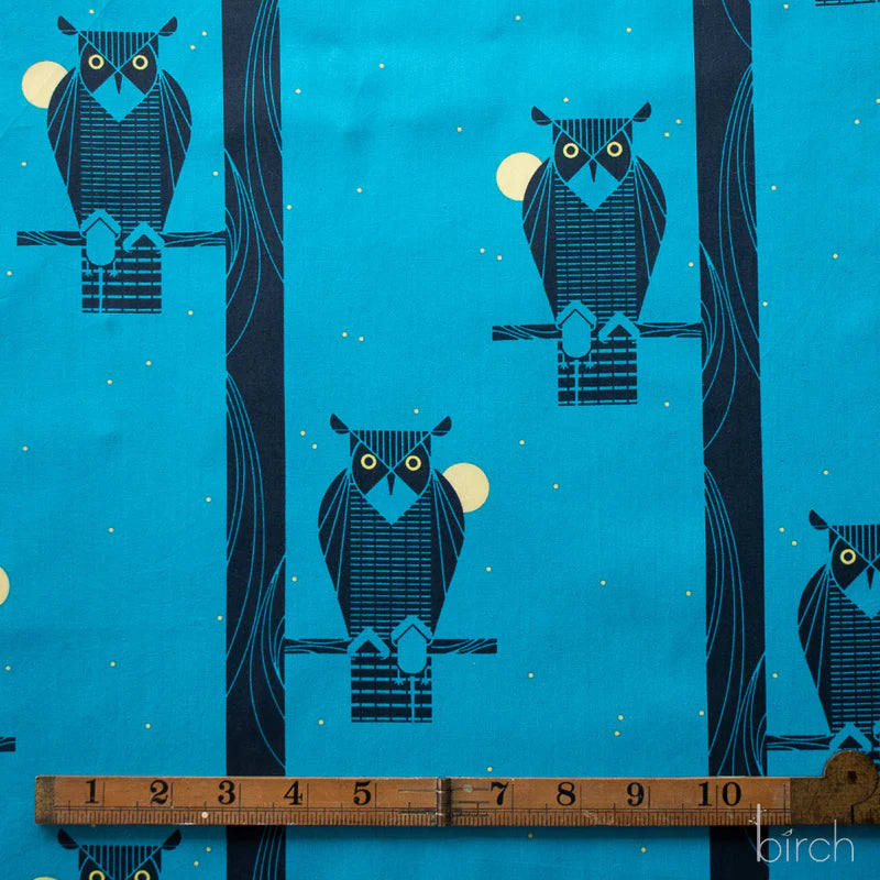Iconic Vol.2 Poplin - Moon Owl - by Charley Harper with Birch Organic Fabrics