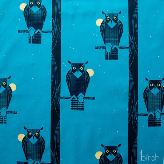 Iconic Vol.2 Poplin - Moon Owl - by Charley Harper with Birch Organic Fabrics