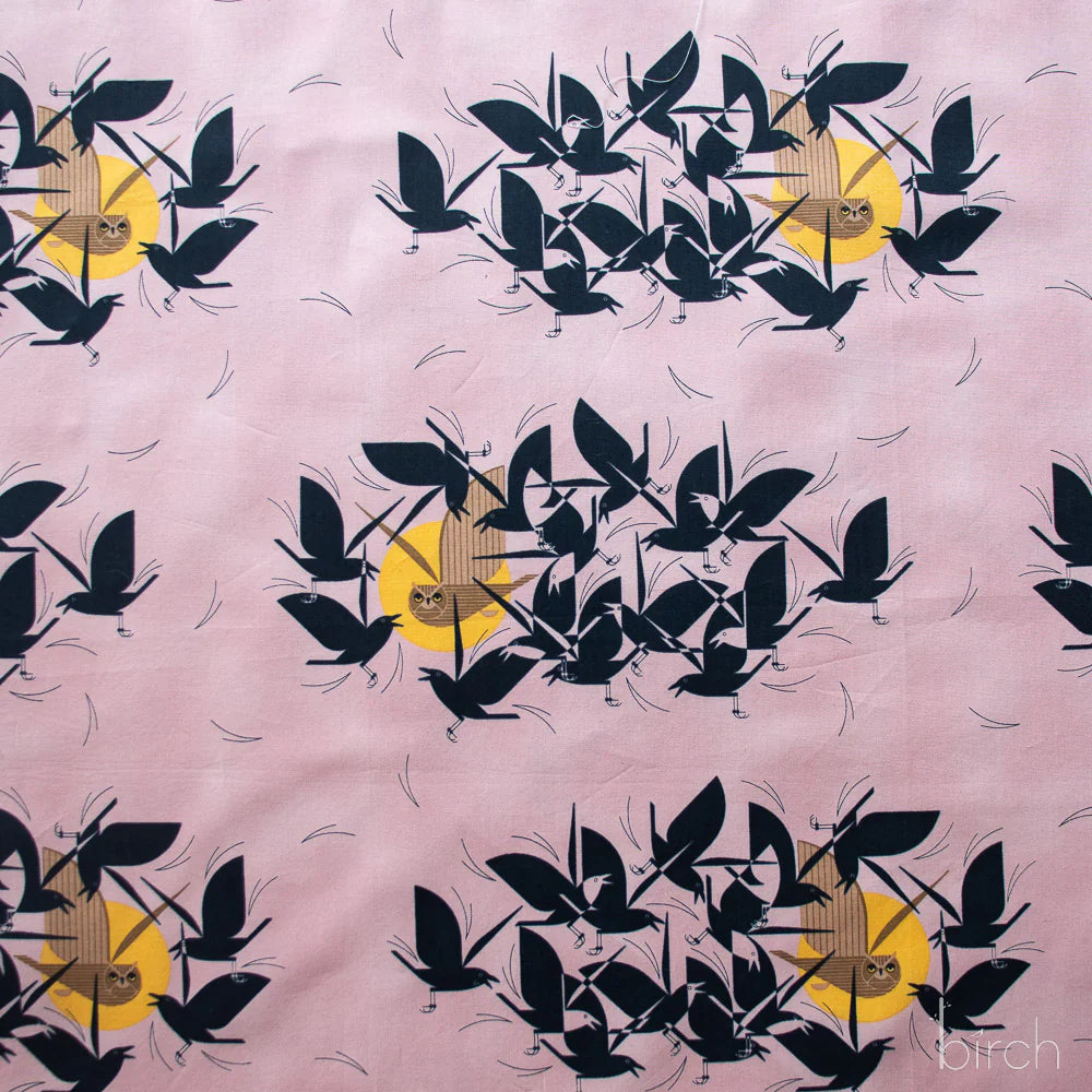 Iconic Vol.2 Poplin - Owltercation - by Charley Harper with Birch Organic Fabrics